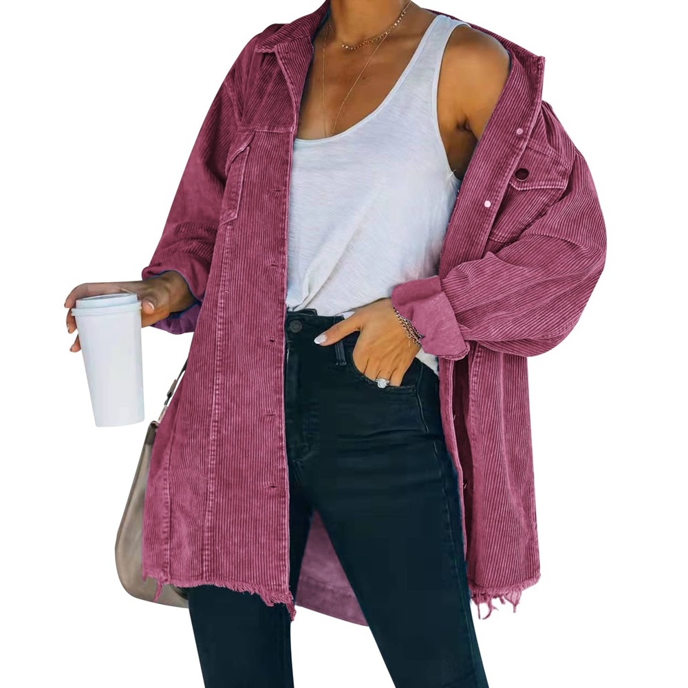 NWT Women’s Casual Oversized Corduroy Button Down‎ Shirt Jacket Shacket – Small